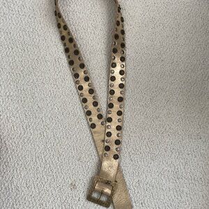 Women's  Gold Metallic Leather Brass Studded Size XLARGE